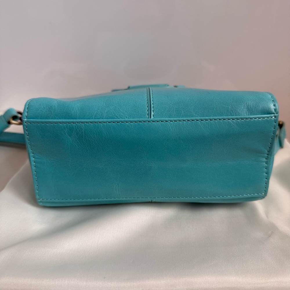 HOBO NWOT Heidi Mini Satchel Leather Handbag Tiffany Blue - Picture 8 of 12